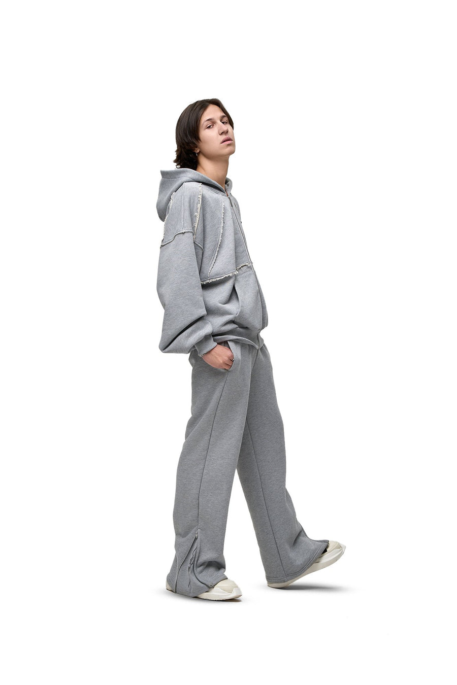 Spodnie Dresowe Zip Raw Grey