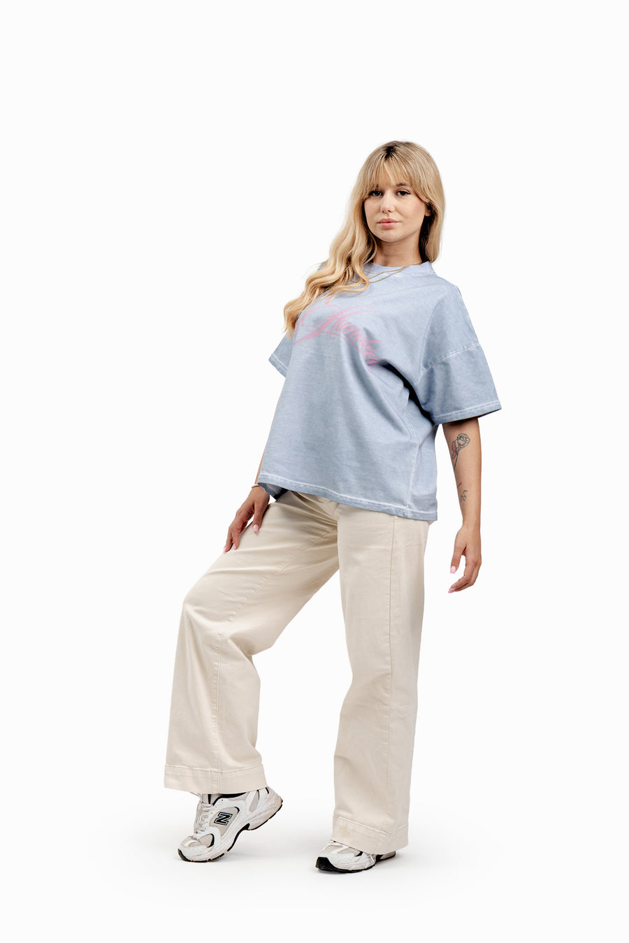 Boxy T-Shirt gewaschen grau