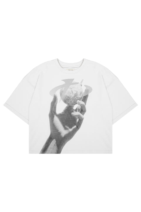 Koszulka Boxy Cropped "HAND" White
