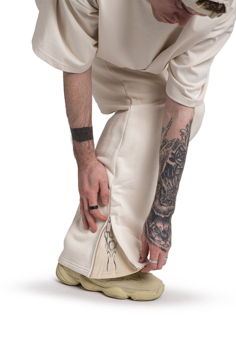 Spodnie Dresowe Zip Raw Cream