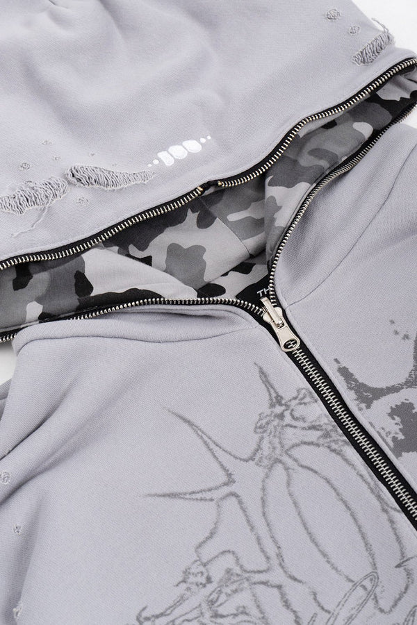 Bluza Duality Reversible Full Zip Light Grey