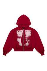 Puffy Zip Wanted Claret Hoodie