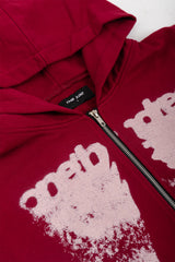 Puffy Zip Wanted Claret Hoodie