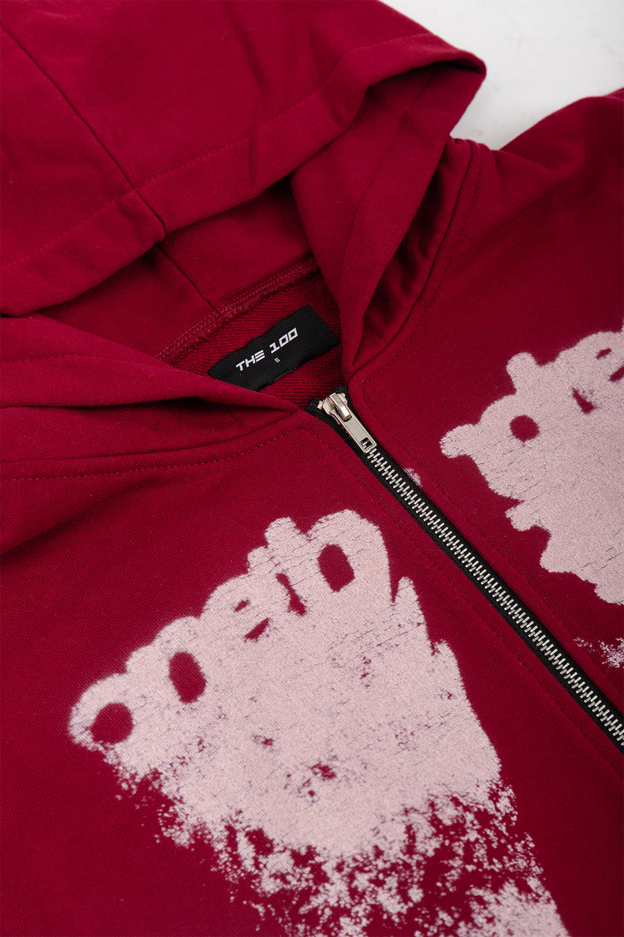 Puffy Zip Wanted Claret Hoodie