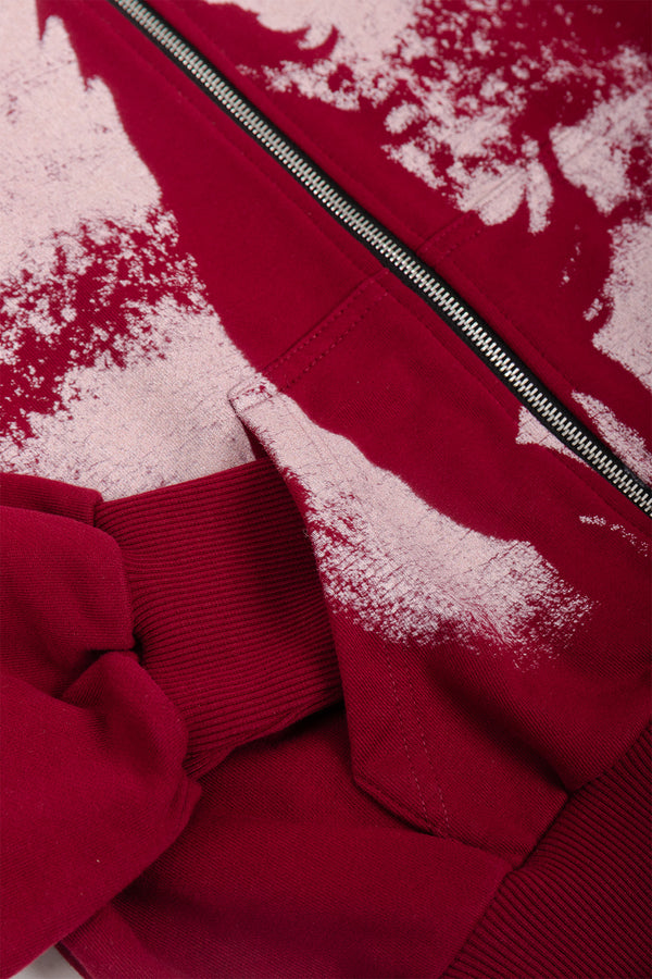 Puffy Zip Wanted Claret Hoodie