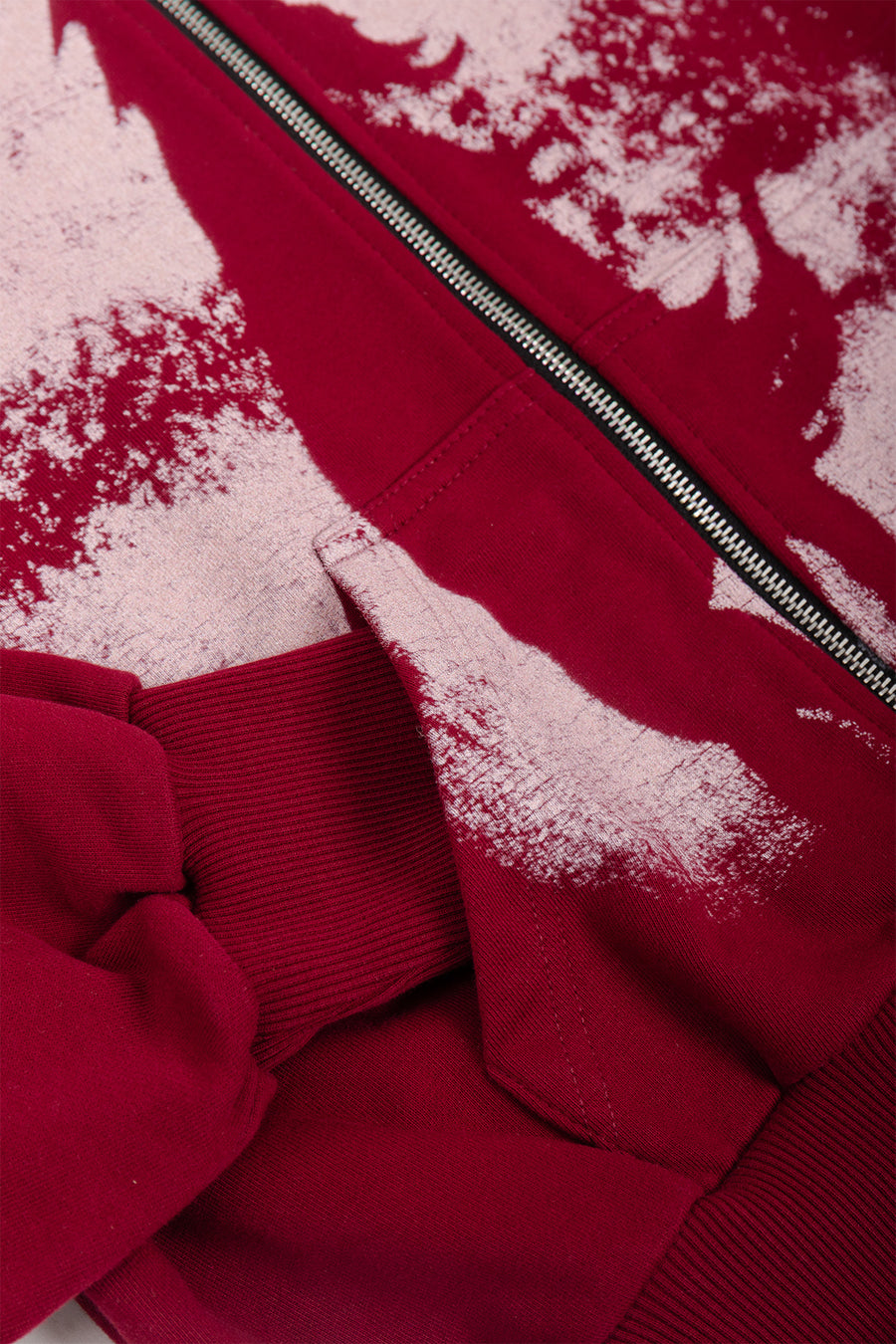 Puffy Zip Wanted Claret Hoodie