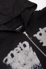 Puffy Zip Hoodie Wanted Black