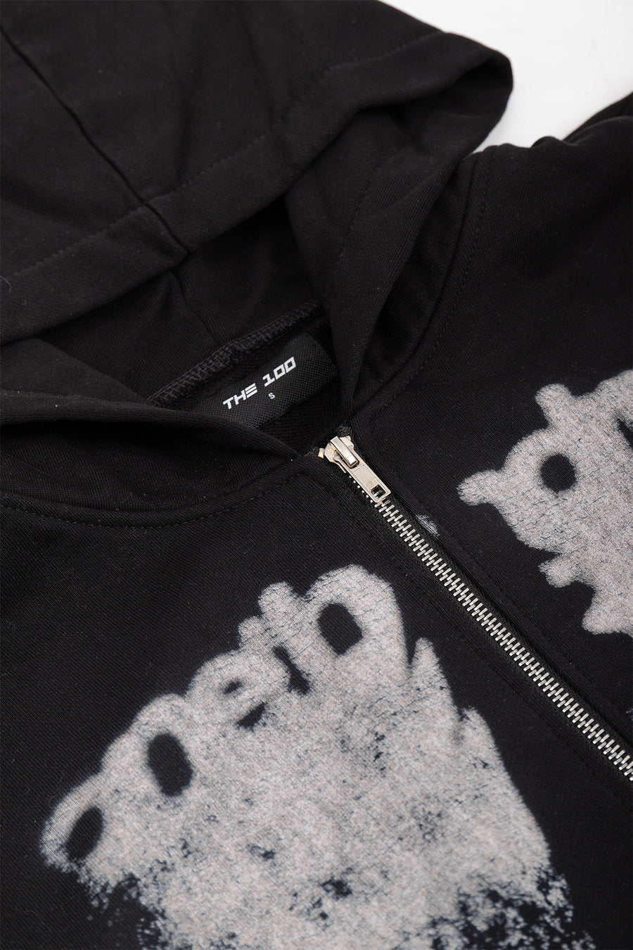 Puffy Zip Hoodie Wanted Black