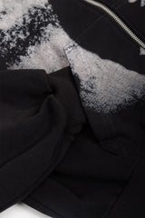 Puffy Zip Hoodie Wanted Black