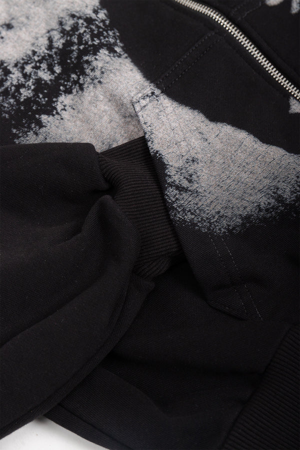 Puffy Zip Hoodie Wanted Black