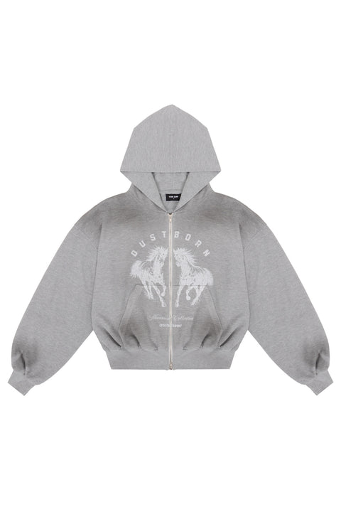 Puffy Zip Waffle Sweatshirt Grau