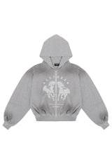 Puffy Zip Waffle Sweatshirt Grau