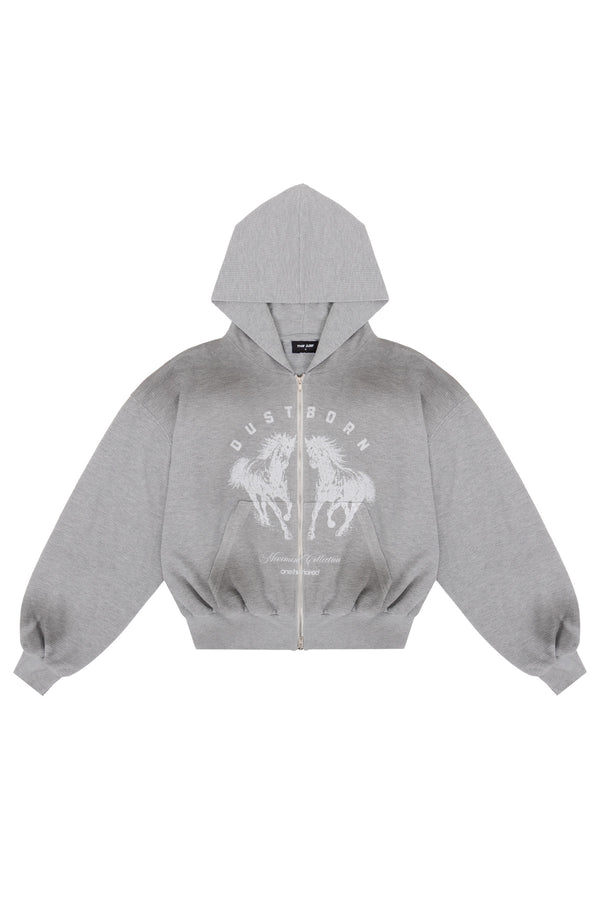 Puffy Zip Waffle Sweatshirt Grau