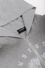 Puffy Zip Waffle Sweatshirt Grau