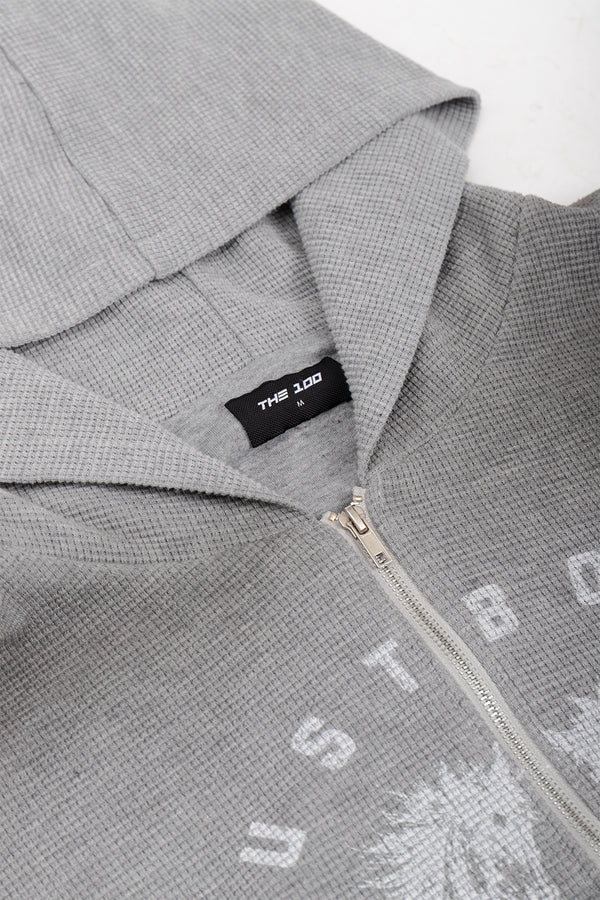 Puffy Zip Waffle Sweatshirt Grau