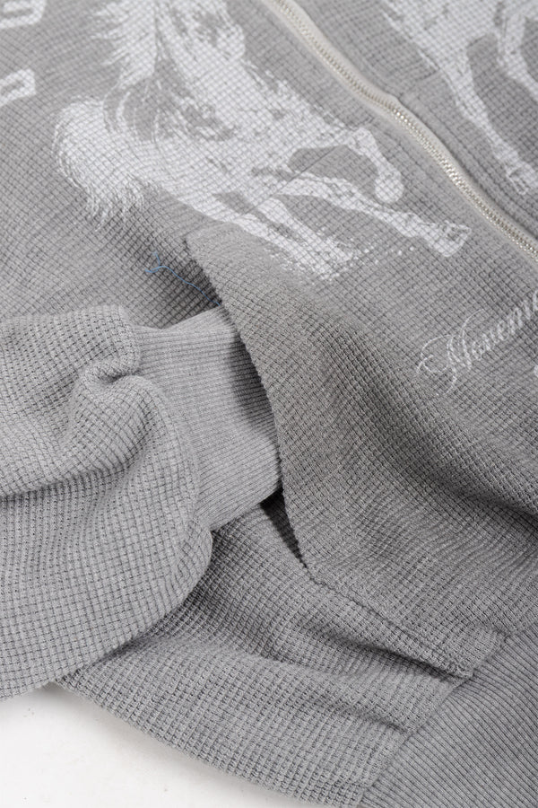 Puffy Zip Waffle Sweatshirt Grau