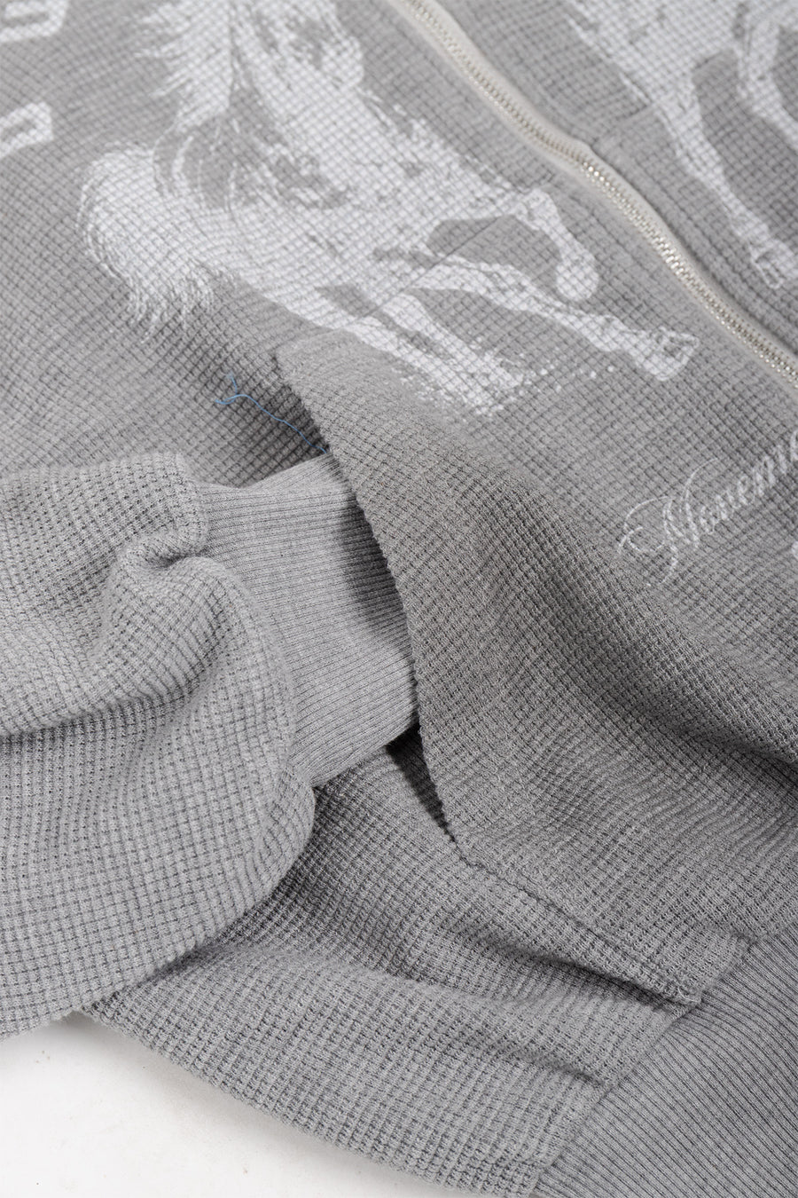 Puffy Zip Waffle Sweatshirt Grau