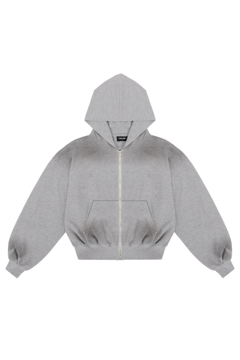 Puffy Zip Waffle Sweatshirt Grau
