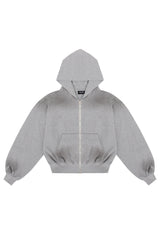 Puffy Zip Waffle Sweatshirt Grau