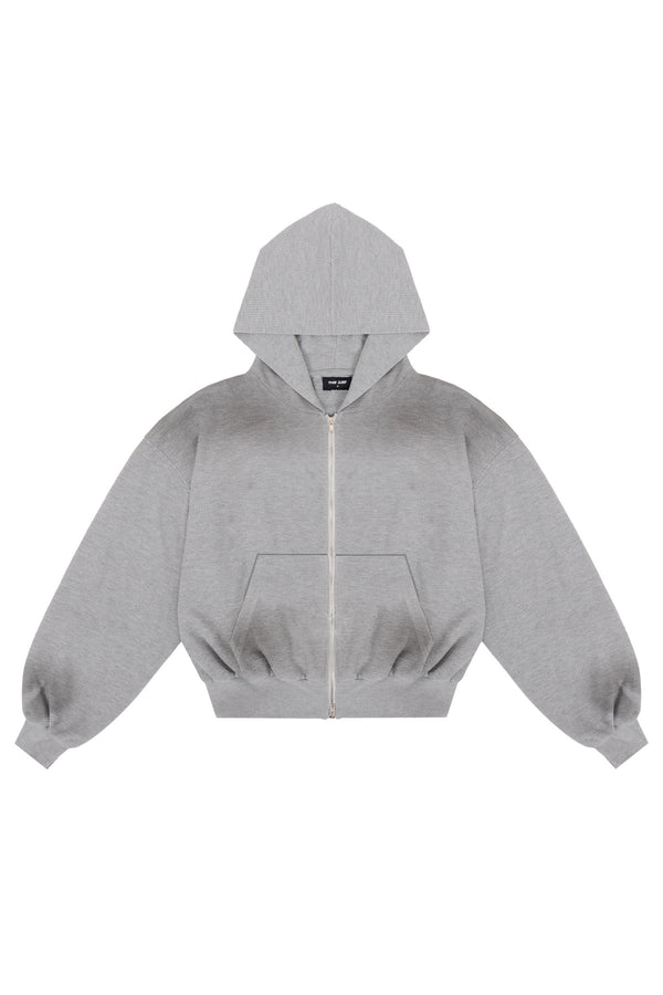 Puffy Zip Waffle Sweatshirt Grau