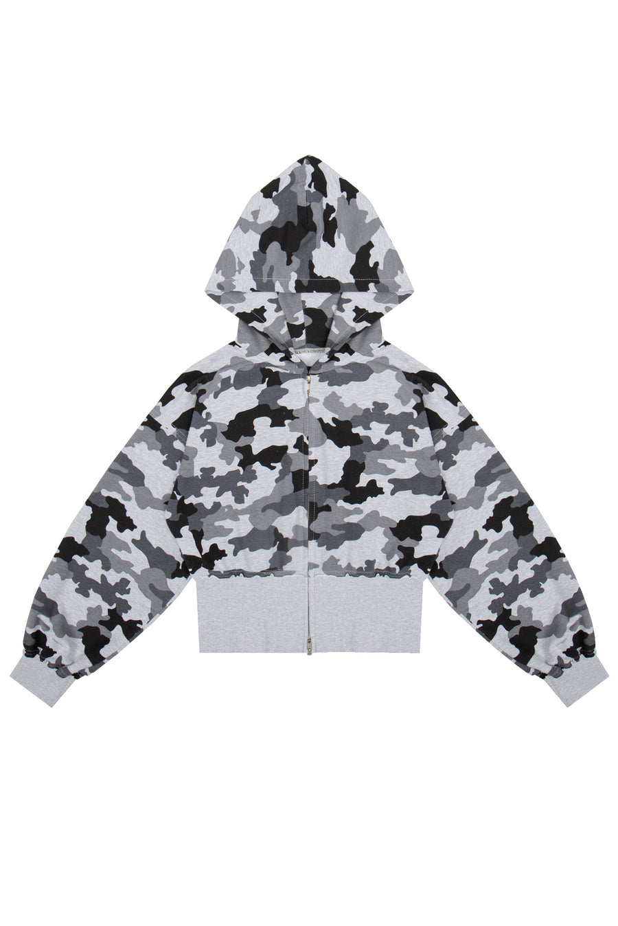 Bluza Hoodie Cropped Zip Moro